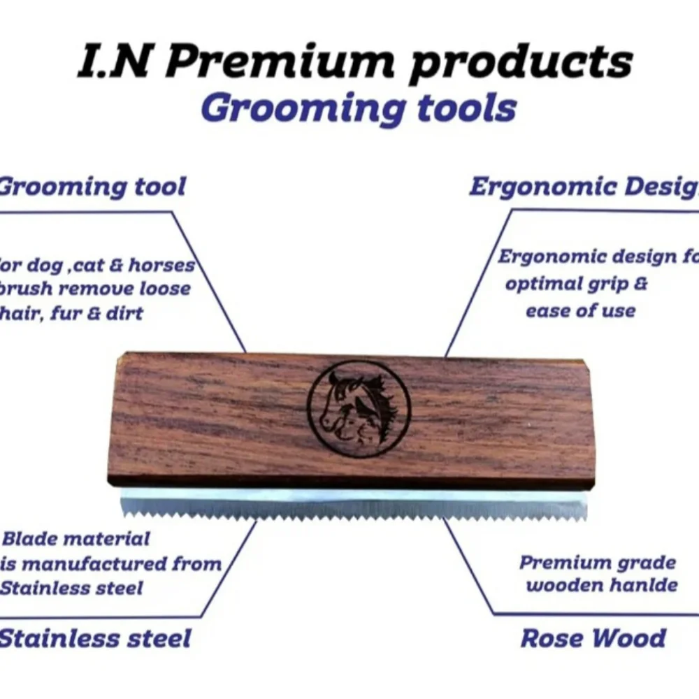 I N Premium Products Wooden Pet Grooming Brush 2 5